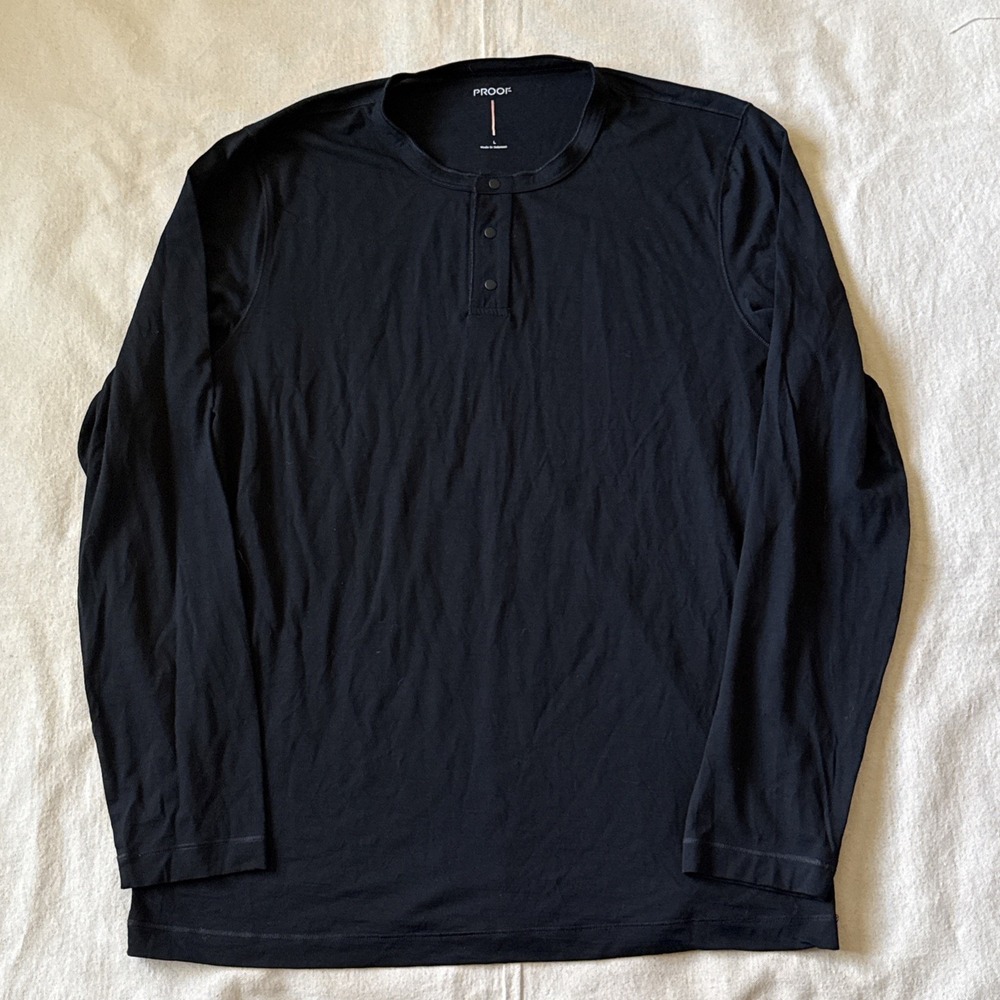 Huckberry Proof 72-Hour Merino Wool Long Sleeve Shirt Black Sz Large